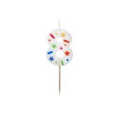 Birthday Candle Number '8', white confetti, 5.5cm