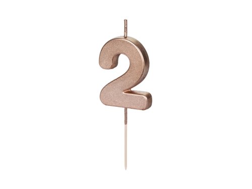 Birthday Candle Number 2, rose gold, 4.5cm Birthday Candle Number 2, rose gold, 4.5cm