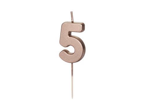 Birthday Candle Number 5, rose gold, 4.5cm Birthday Candle Number 5, rose gold, 4.5cm