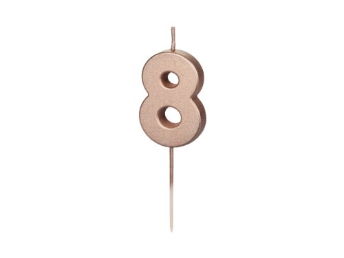 Birthday Candle Number 8, rose gold, 4.5cm Birthday Candle Number 8, rose gold, 4.5cm