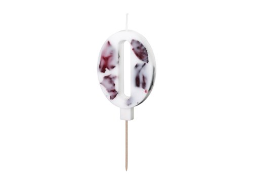 Birthday Candle Number '0', White with Flower Petals, 8 cm Birthday Candle Number '0', White with Flower Petals, 8 cm