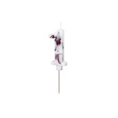 Birthday Candle Number '1', White with Flower Petals, 8 cm