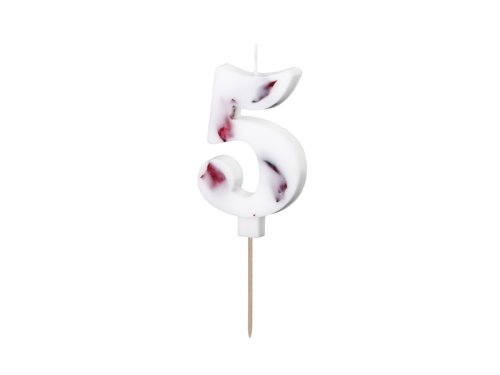 Birthday Candle Number '5', White with Flower Petals, 8 cm Birthday Candle Number '5', White with Flower Petals, 8 cm