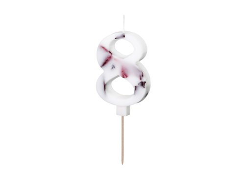 Birthday Candle Number '8', White with Flower Petals, 8 cm Birthday Candle Number '8', White with Flower Petals, 8 cm