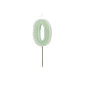 Birthday candle Number 0, green, 6 cm