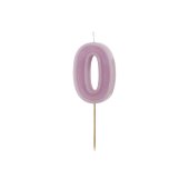 Birthday candle Number 0, violet, 6 cm