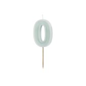 Birthday candle Number 0, light mint, 6 cm