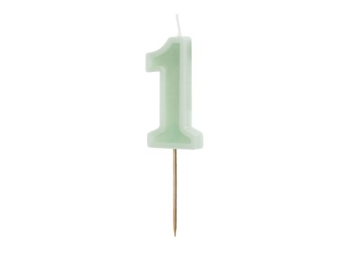Birthday candle Number 1, green, 6 cm