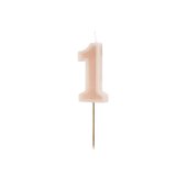 Birthday candle Number 1, dusty rose, 6 cm