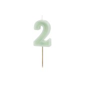 Birthday candle Number 2, green, 6 cm
