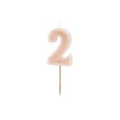 Birthday candle Number 2, dusty rose, 6 cm