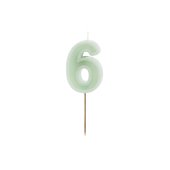 Birthday candle Number 6, green, 6 cm