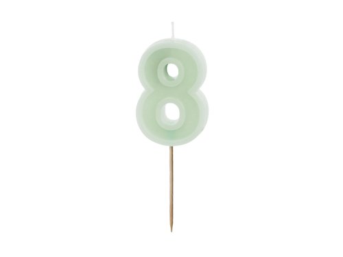 Birthday candle Number 8, green, 6 cm