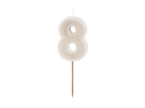 Birthday candle Number 8, warm grey, 6 cm