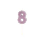 Birthday candle Number 8, violet, 6 cm