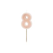 Birthday candle Number 8, dusty rose, 6 cm