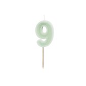 Birthday candle Number 9, green, 6 cm