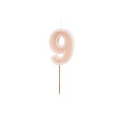 Birthday candle Number 9, dusty rose, 6 cm
