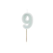 Birthday candle Number 9, light mint, 6 cm