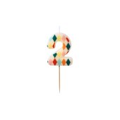 Birthday candle Number 2 Rhombus, 5.5 cm, mix