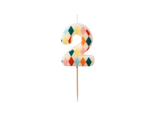 Birthday candle Number 2 Rhombus, 5.5 cm, mix