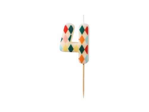 Birthday candle Number 4 Rhombus, 5.5 cm, mix