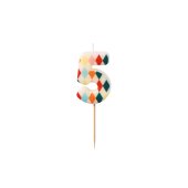 Birthday candle Number 5 Rhombus, 5.5 cm, mix