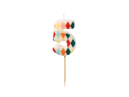 Birthday candle Number 5 Rhombus, 5.5 cm, mix Birthday candle Number 5 Rhombus, 5.5 cm, mix