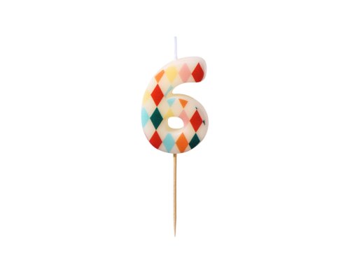 Birthday candle Number 6 Rhombus, 5.5 cm, mix Birthday candle Number 6 Rhombus, 5.5 cm, mix