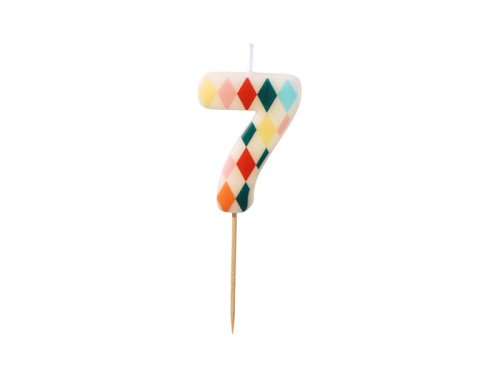 Birthday candle Number 7 Rhombus, 5.5 cm, mix Birthday candle Number 7 Rhombus, 5.5 cm, mix