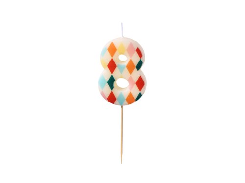 Birthday candle Number 8 Rhombus, 5.5 cm, mix Birthday candle Number 8 Rhombus, 5.5 cm, mix