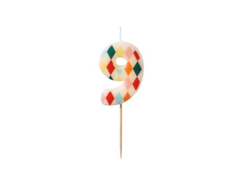 Birthday candle Number 9 Rhombus, 5.5 cm, mix Birthday candle Number 9 Rhombus, 5.5 cm, mix