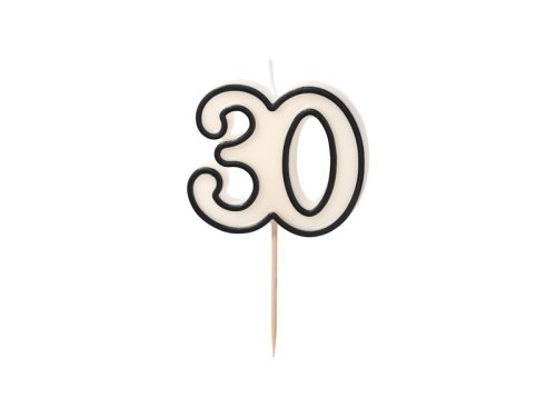 Birthday candle number 30, 5.5cm, black and white Birthday candle number 30, 5.5cm, black and white