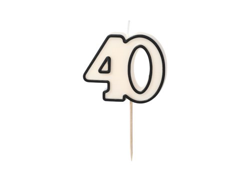 Birthday candle number 40, 5.5cm, black and white Birthday candle number 40, 5.5cm, black and white