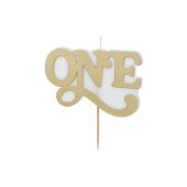 Birthday candle ONE, 3.8x6.5 cm, cold gold
