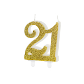 Birthday candle Number 21, gold, 7.5cm