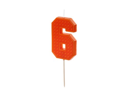 Birthday candle Number 6, 6 cm, red