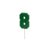 Birthday candle Number 8, 6 cm, green