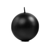 Candle Sphere, metallic, black, 8cm (1 pkt / 6 pc.)