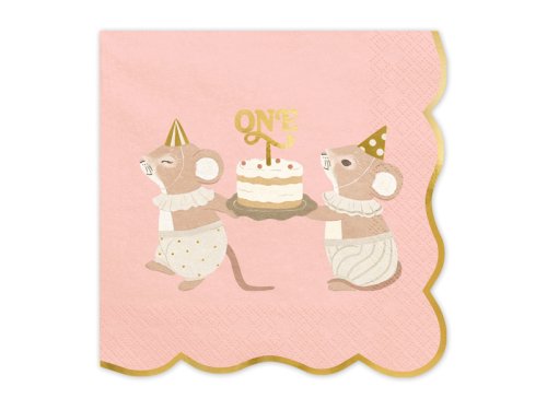 Napkins One Mice, 33x33 cm, pink (1 pkt / 12 pc.) Napkins One Mice, 33x33 cm, pink (1 pkt / 12 pc.)