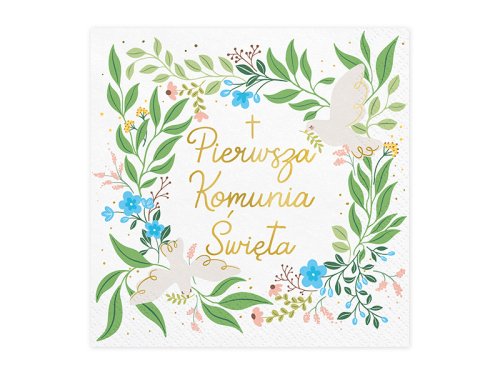 Napkins ''Pierwsza Komunia Święta'', 33x33 cm, mix (1 pkt / 20 pc.)