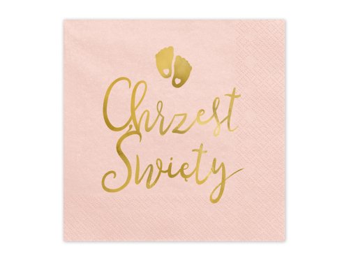 Napkins ''Chrzest Święty'', 33x33 cm, light pink (1 pkt / 12 pc.) Napkins ''Chrzest Święty'', 33x33 cm, light pink (1 pkt / 12 pc.)