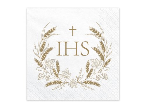 Napkins IHS, 33x33 cm, gold (1 pkt / 12 pc.) Napkins IHS, 33x33 cm, gold (1 pkt / 12 pc.)