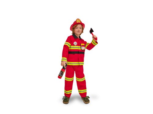 Fireman costume with accessories, for a child, size 116-128