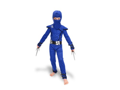 Ninja costume with accessories, for a child, blue, size 116-128