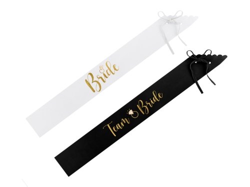 Bride to be and Bride sashes, black and white (1 pkt / 6 pc.) Bride to be and Bride sashes, black and white (1 pkt / 6 pc.)