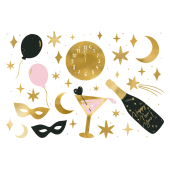 Temporary tattoos New Year's Eve, mix (1 pkt / 10 pc.)