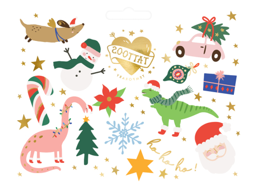 Temporary tattoos Ho ho ho!, mix (1 pkt / 13 pc.) Temporary tattoos Ho ho ho!, mix (1 pkt / 13 pc.)