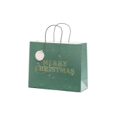 Gift bag Merry Christmas, bottle green, 32.5x26.5x11.5cm