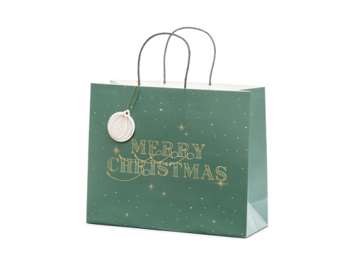Gift bag Merry Christmas, bottle green, 32.5x26.5x11.5cm Gift bag Merry Christmas, bottle green, 32.5x26.5x11.5cm